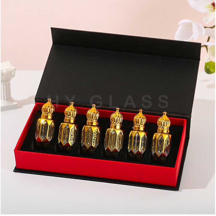 Custom 6ml electroplating logo glass roller bottle with box