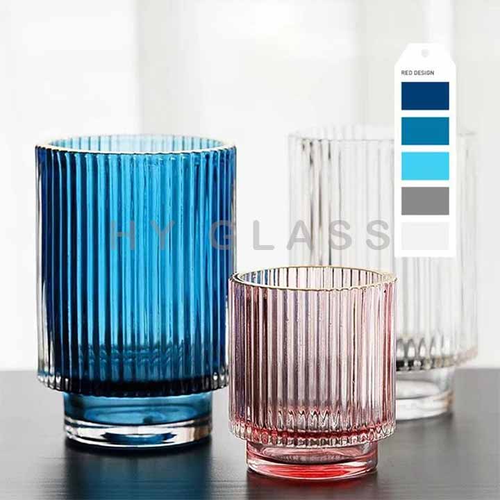 Luxury 220ml 460ml colored fluted glass candle holder supplier