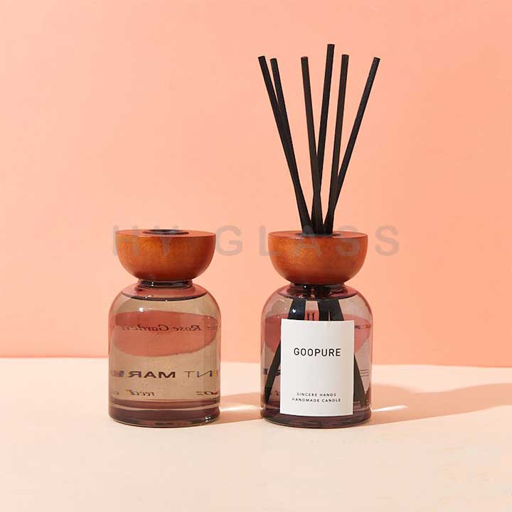 150ml Cylinder glass arom reed diffuser bottle with wooden cap supplier