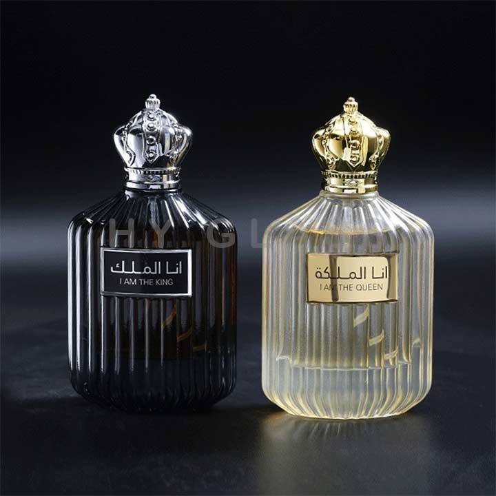 Luxury 100ml Mid-east arabic fluted glass perfume oil bottle factory