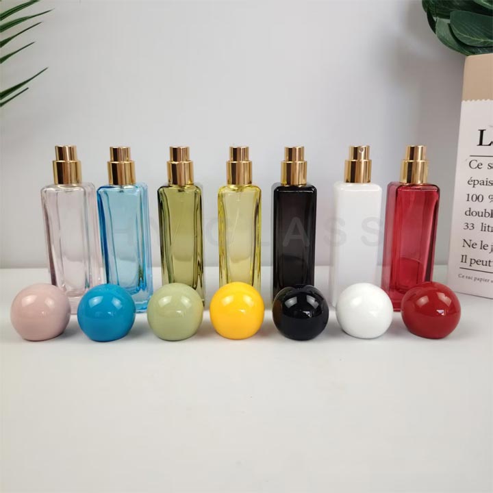 Colored glass empty perfume spray bottles